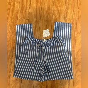 NWT French Blue Giavanna Striped Linen Pants sz M, side pockets, stretchy waist